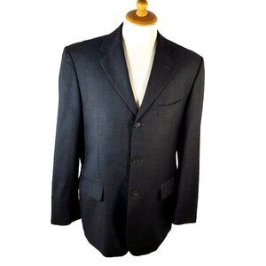 Enzo Tovare 3 Button Suit Jacket Charcoal Gray Super 120s Virgin Wool Mens 44R